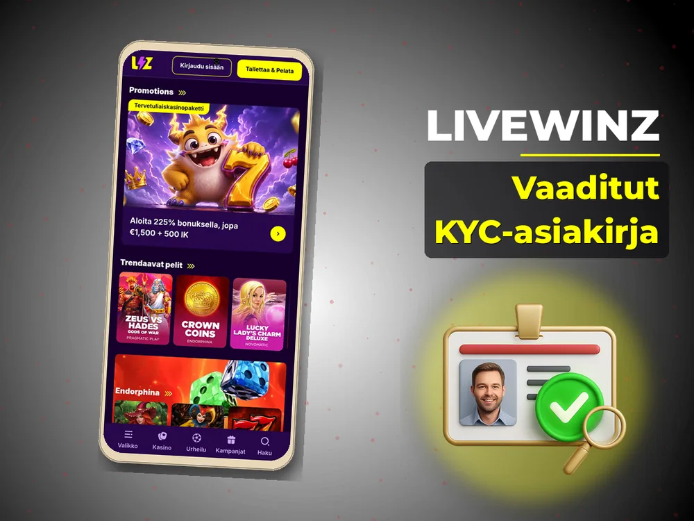 Livewinz - Vaaditut KYC-asiakirja