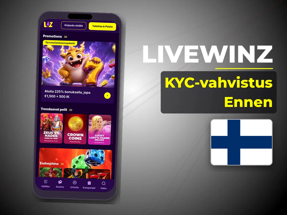 Livewinz - KYC-vahvistus Ennen